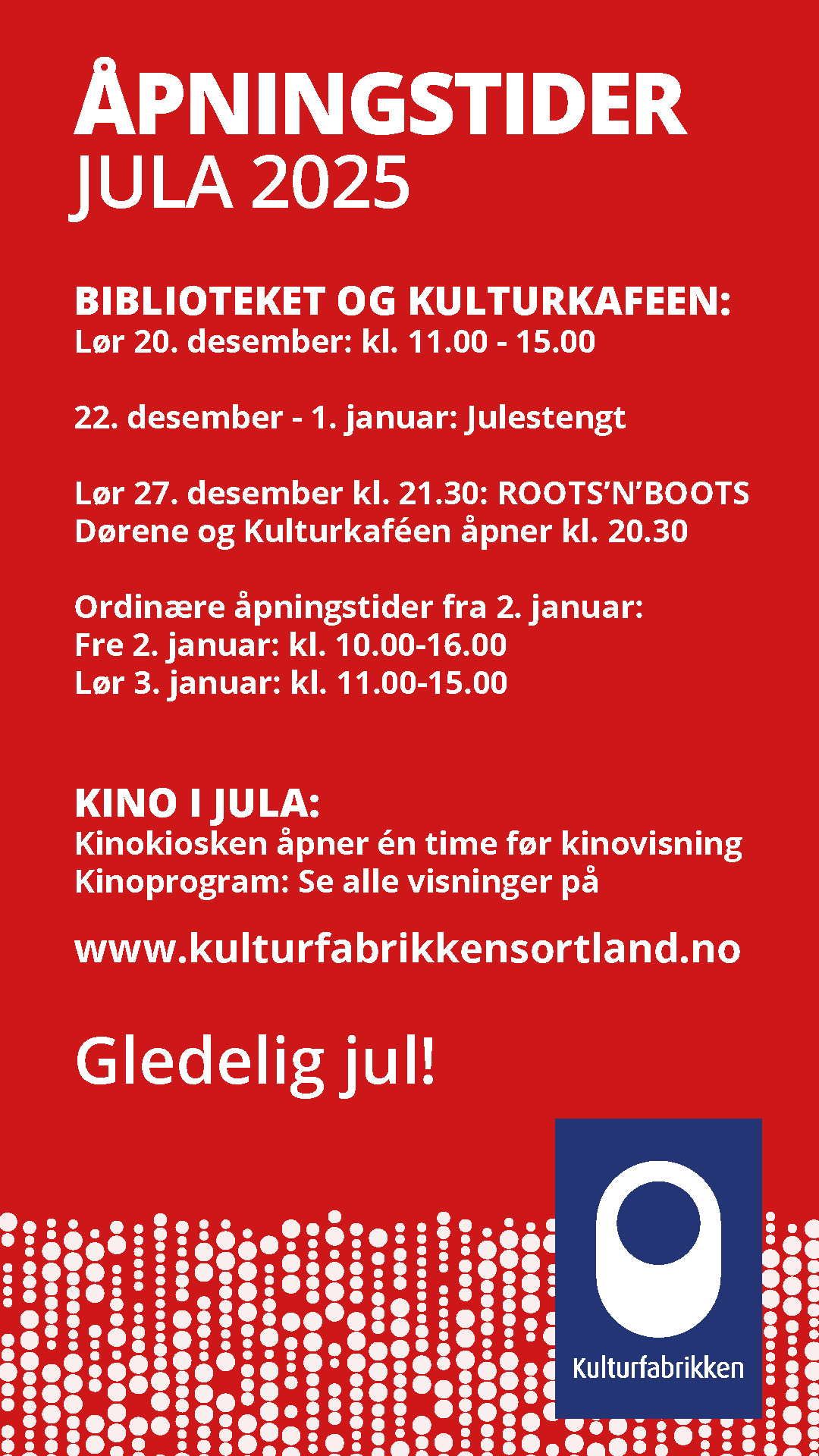 Åpningstider jula 2025